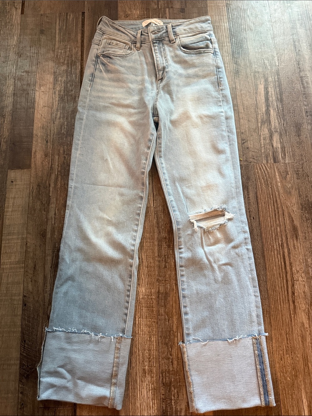 Light Blue Distressed Straight-Leg Women’s Jeans